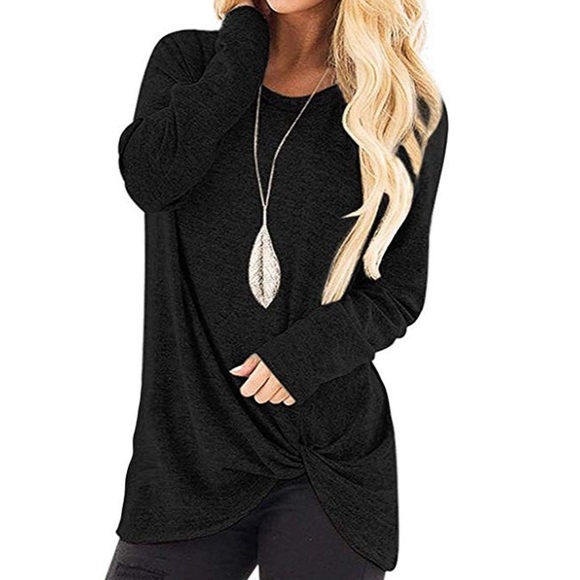 cute t shirt woman knot side front top loose fit - Picture 2 of 8